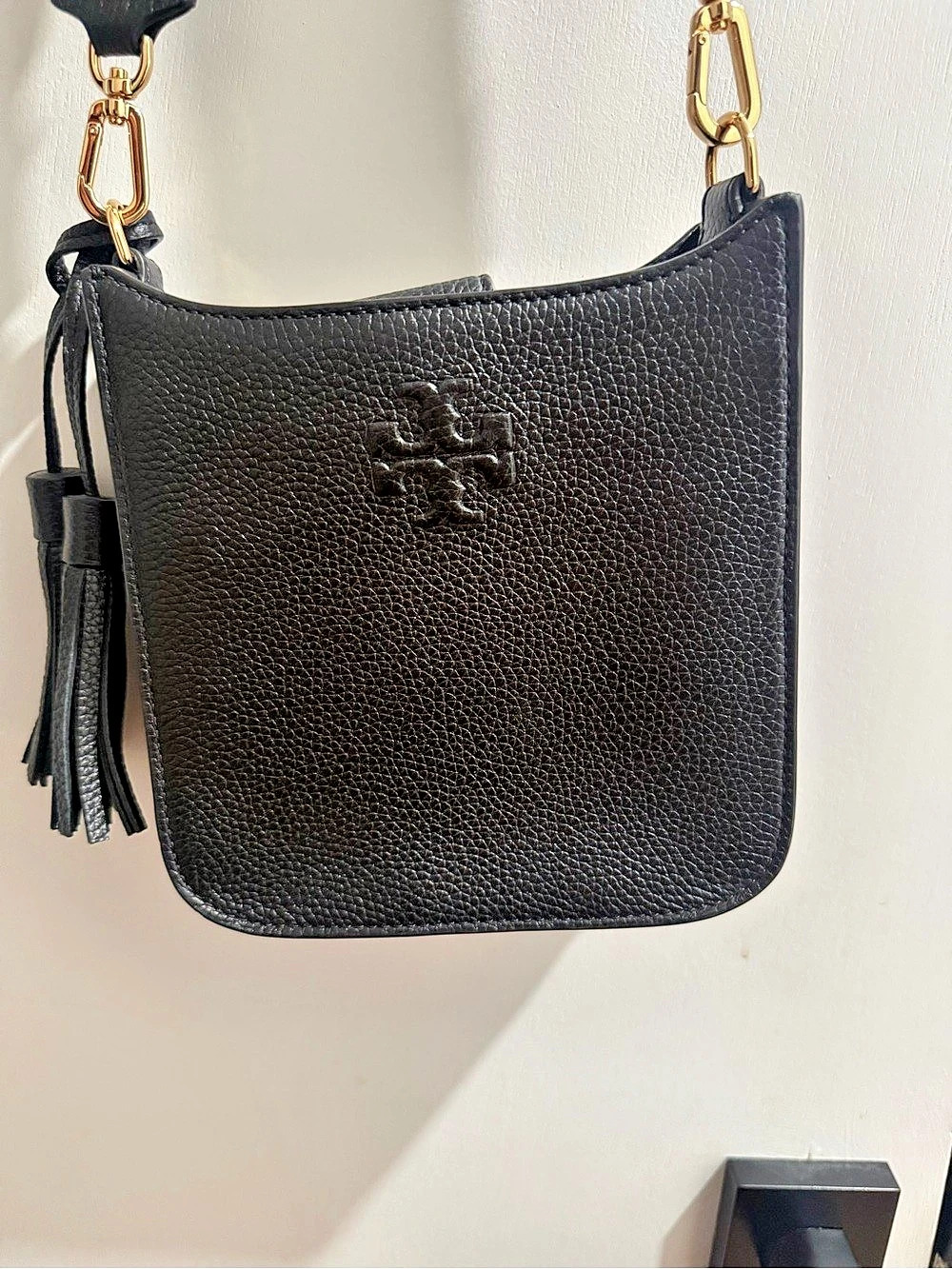 Tory Burch Thea Leather Tassel Crossbody Bag Black Crossbody